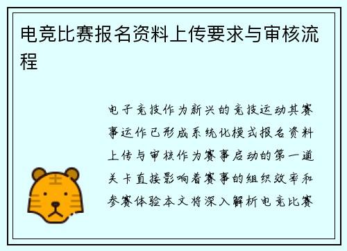 电竞比赛报名资料上传要求与审核流程